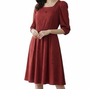 Vintage S.L. Petites Red Speckled Midi Dress